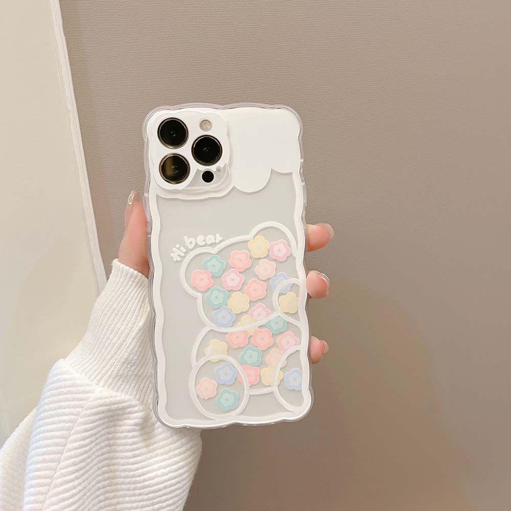 Ốp Điện Thoại Dẻo Trong Suốt Siêu Mỏng Họa Tiết Hoạt Hình Gấu / Hoa Xinh Xắn Cho iPhone 13 Mini