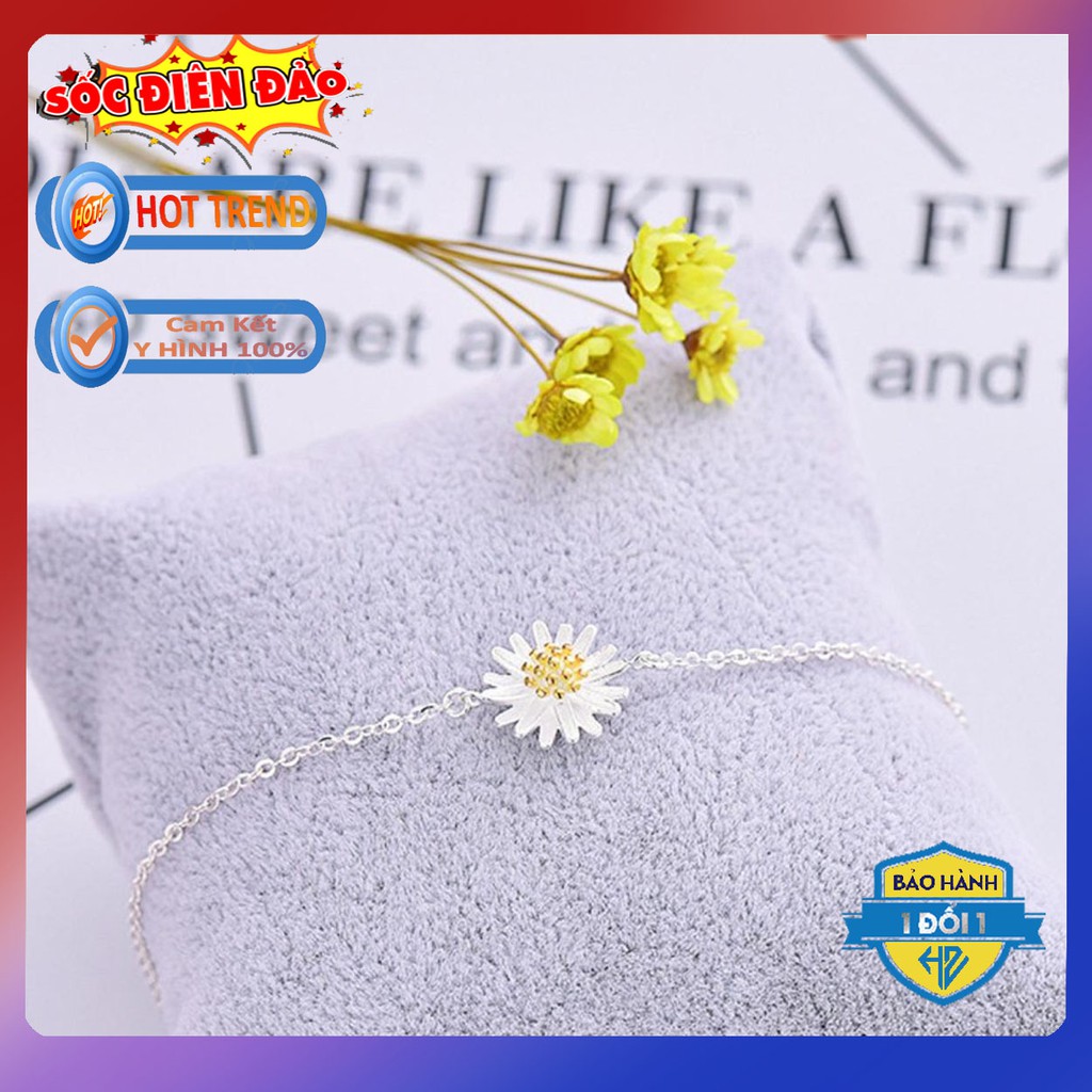 [HOT TREND] VÒNG TAY DÂY XÍCH MÀU BẠC THÁI HOA CÚC CHUẨN XI SÁNG LONG LANH | BigBuy360 - bigbuy360.vn