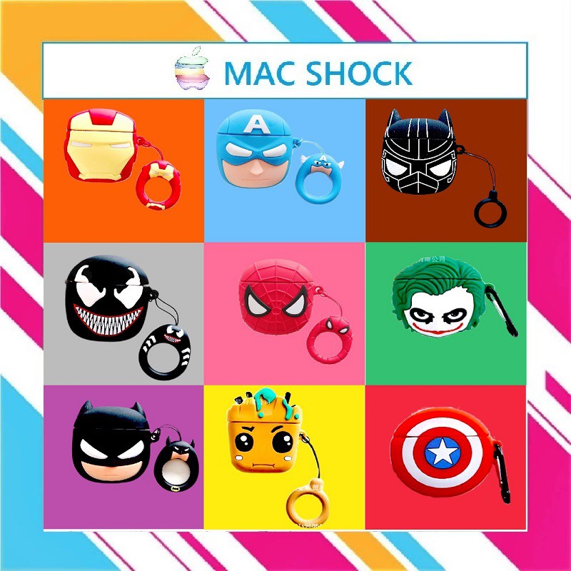 Vỏ Ốp Super Hero Airpods /Airpods Pro bảo vệ bao đựng tai nghe bluetooth 1/2/Pro/i12/i9/i7/tws chống va đập