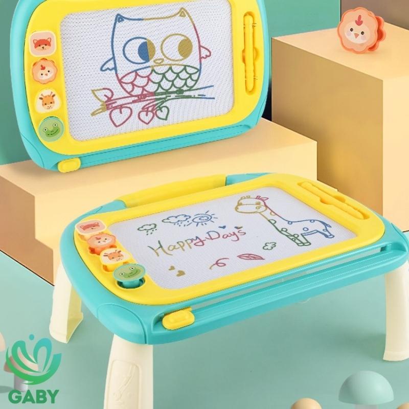 Bảng vẽ tự xóa thông minh cho bé có chân bàn loại to GABY bảng từ tính tập viết, tập vẽ, an toàn, không lem mực