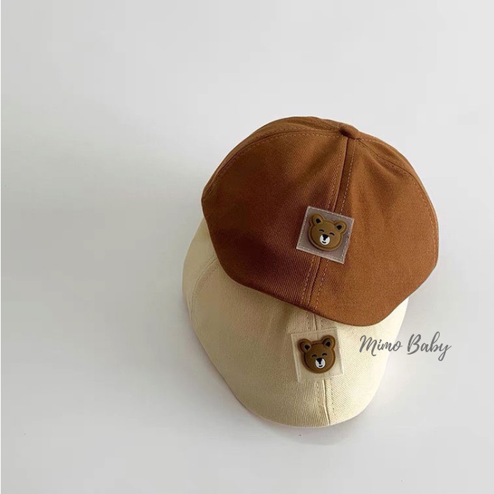 Mũ nón bere chất liệu kaki đính hình gấu dễ thương cho bé MH174 Mimo baby