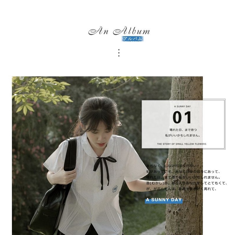 Bộ đồng phục học sinh phối chân váy thời trang mùa hè dễ thương cho nữ