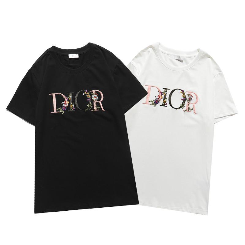 New Korean unisex cotton embroidered short sleeve T-shirt