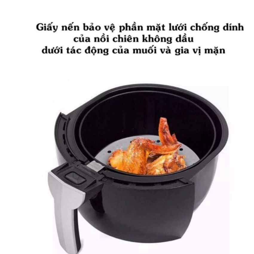 Giấy nến đục lỗ tròn lót nồi thấm dầu chống dính nồi chiên xửng hấp, Set 100 tờ giấy nến bảo vệ sức khỏe Angola