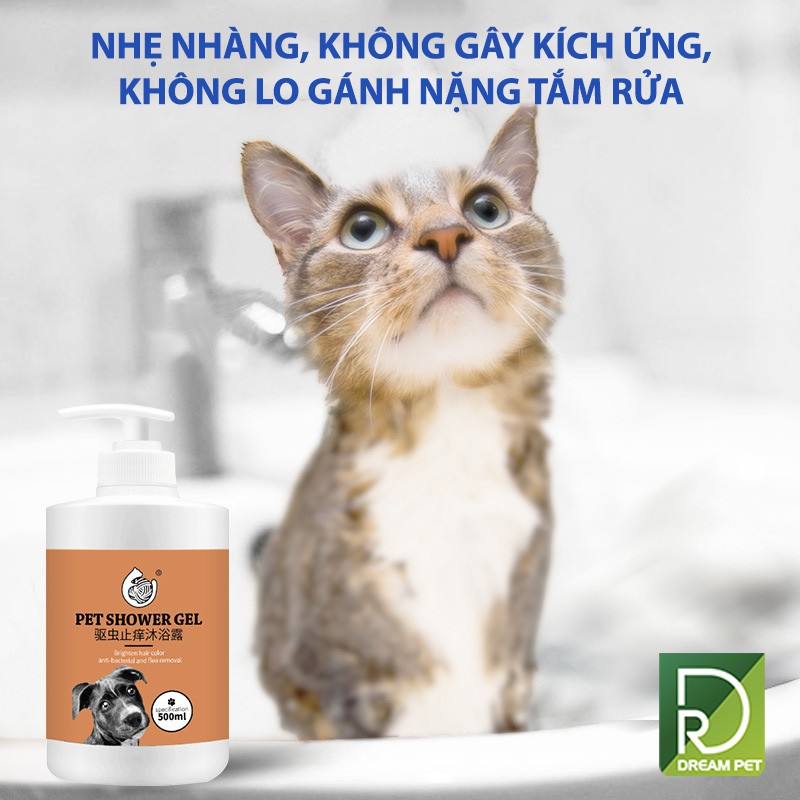 [Mã PET50K giảm Giảm 10% - Tối đa 50K đơn từ 250K] SỮA TẮM CHÓ MÈO CAO CẤP HƯƠNG ANH ĐÀO - HAIRBALL STARREN 500ML DreamP