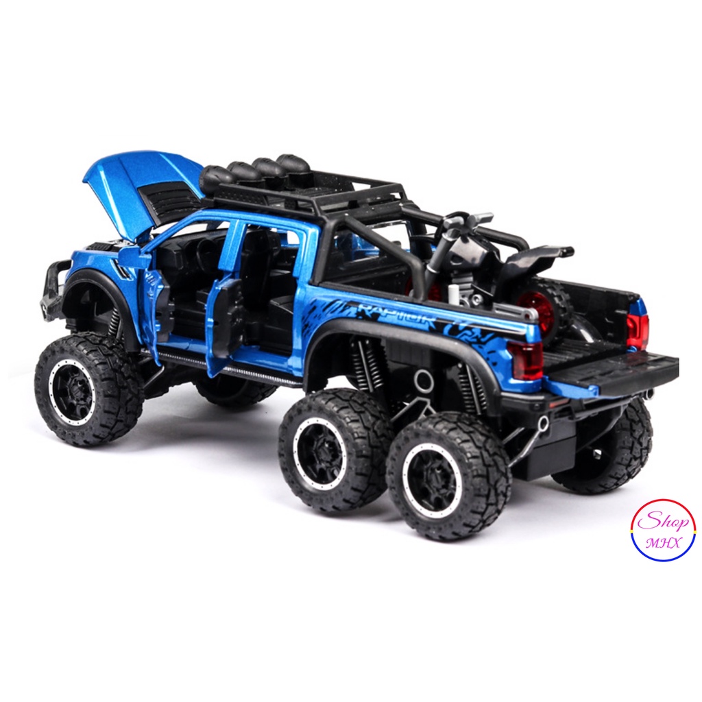 Xe mô hình sắt Ford Raptor Offroad Beast 6x6 TẶNG KÈM BIỂN SỐ tỉ lệ 1:28 hãng Chezhi 3 màu