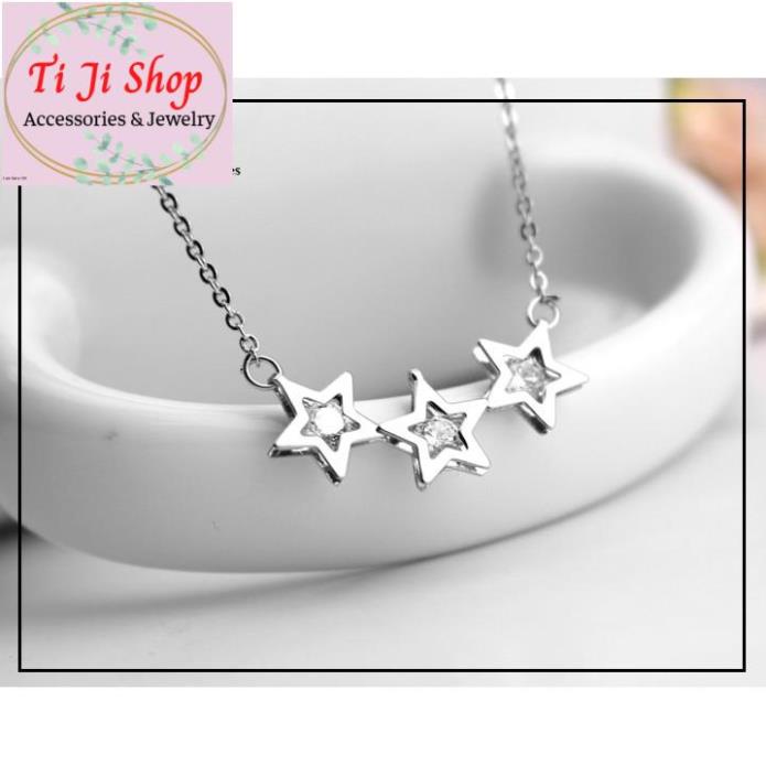 DÂY CHUYỀN NỮ BA NGÔI SAO INOX KẸP XOÀN CỰC ĐẸP -