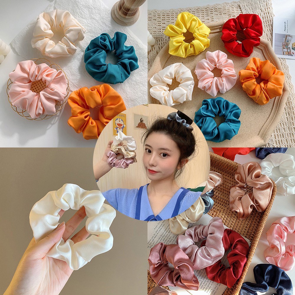 [Ảnh thật]CỘT TÓC VẢI SCRUNCHIES LỤA SATIN TÔNG XANH SANG TRỌNG-THỜI TRANG HÀN QUỐC NỮ PHỤ KIỆN GIÁ RẺ ĐẸP