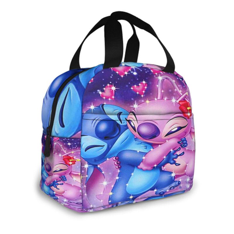 Túi đựng hộp đồ ăn trưa cách nhiệt không thấm nước hình Anime Lilo &amp; Stitch đi dã ngoại/ làm quà tặng cho trẻ em