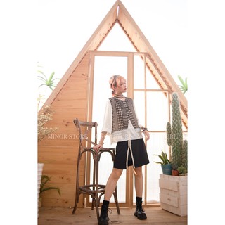 ÁO KIỂU PHỐI HỌA TIẾT NÂU [MINOR COSY]