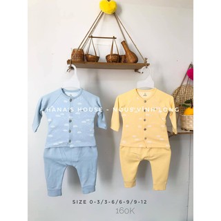 Bộ dài cài thẳng dài Nous xanh lơ nhạt [HÀNG CHÍNH HÃNG 100%] họa tiết mây
