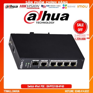 Thiết bị mạng Switch POE Dahua PFS3106-4P-60