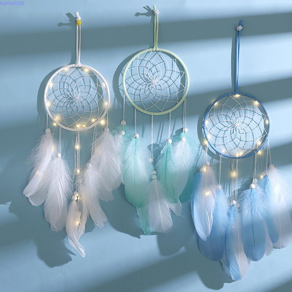 HN Sweet Dream Handmade Dream Catcher Quà tặng với đèn LED Dreamcatcher Mặt dây chuyền Sáng tạo Chuông gió rỗng