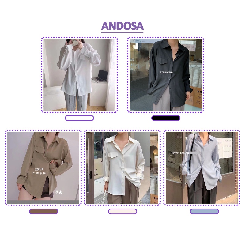 Áo sơ mi nữ kiểu công sở dài tay form rộng hàng Quảng Châu ANDOSA SM26