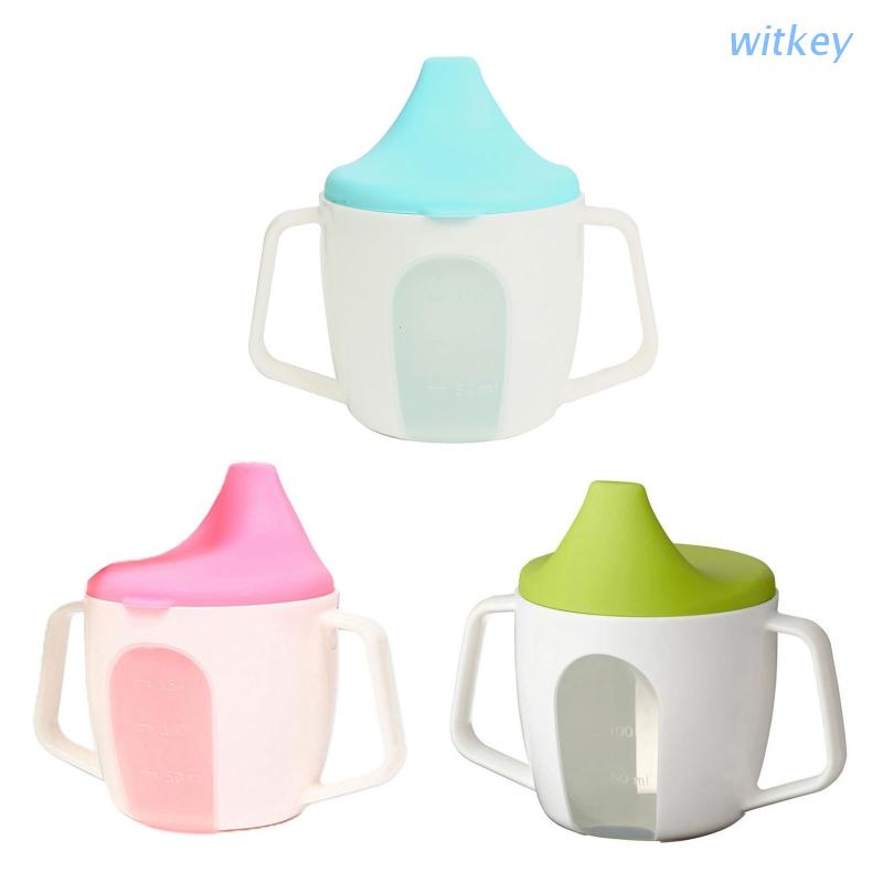 Bình Uống Nước Bằng Silicone Có Tay Cầm Kèm Ống Hút Cho Bé Sơ Sinh