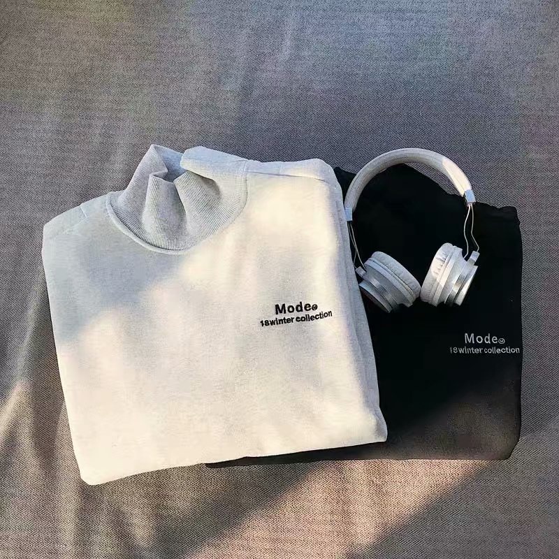 Áo sweater cổ cao tay dài thoải mái màu trơn dễ phối thời trang mùa thu dành cho bạn nam