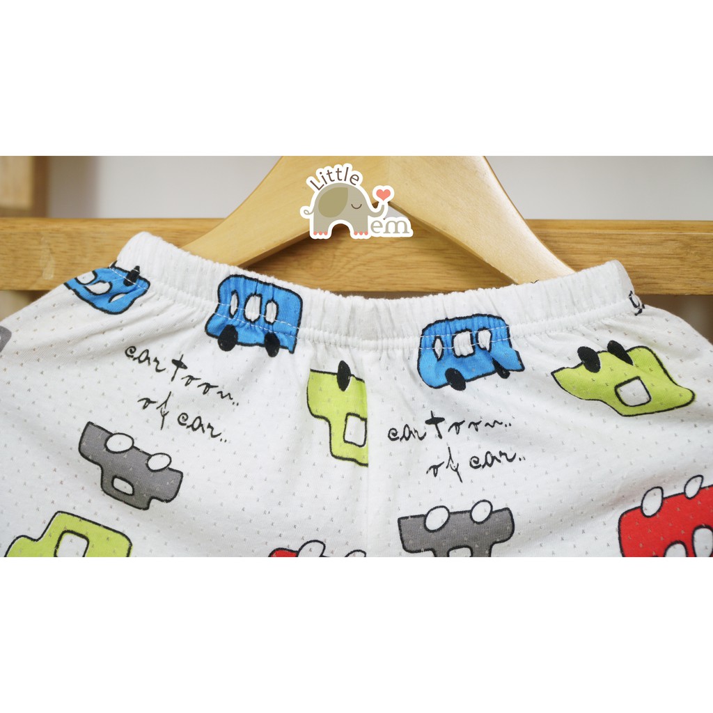 Bộ đồ bé trai Cotton tre cộc tay _ White car