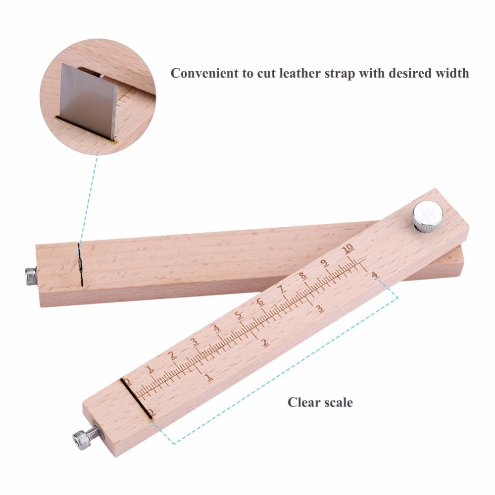 Máy cắt dây da có thể điều chỉnh Leathercraft Strip Belt Tự làm bằng tay Máy cắt dải gỗ với 5 lưỡi dao sắc bén Dụng cụ làm da 