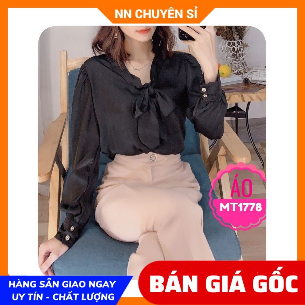 Áo sơ mi công sở nữ chất vải MT mềm mịn cổ thắt nơ dễ thương Áo kiểu nữ MT1778