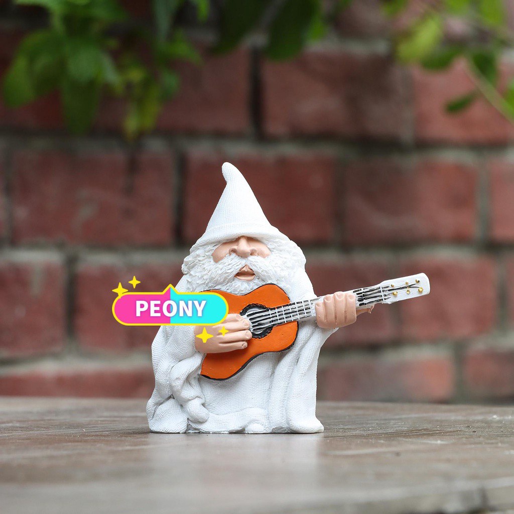 PEONY Indoor Outdoor Dwarf Figurines Decoration Crafts Micro Landscape Garden Gnomes Gift Funny Elf Collectible Playing Guitar Elves Home Decor Ornaments Funny Statue