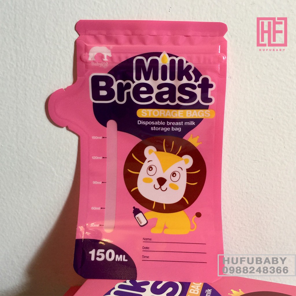 Hộp 30 túi trữ sữa Baby Age loại 150ml có 2 zip