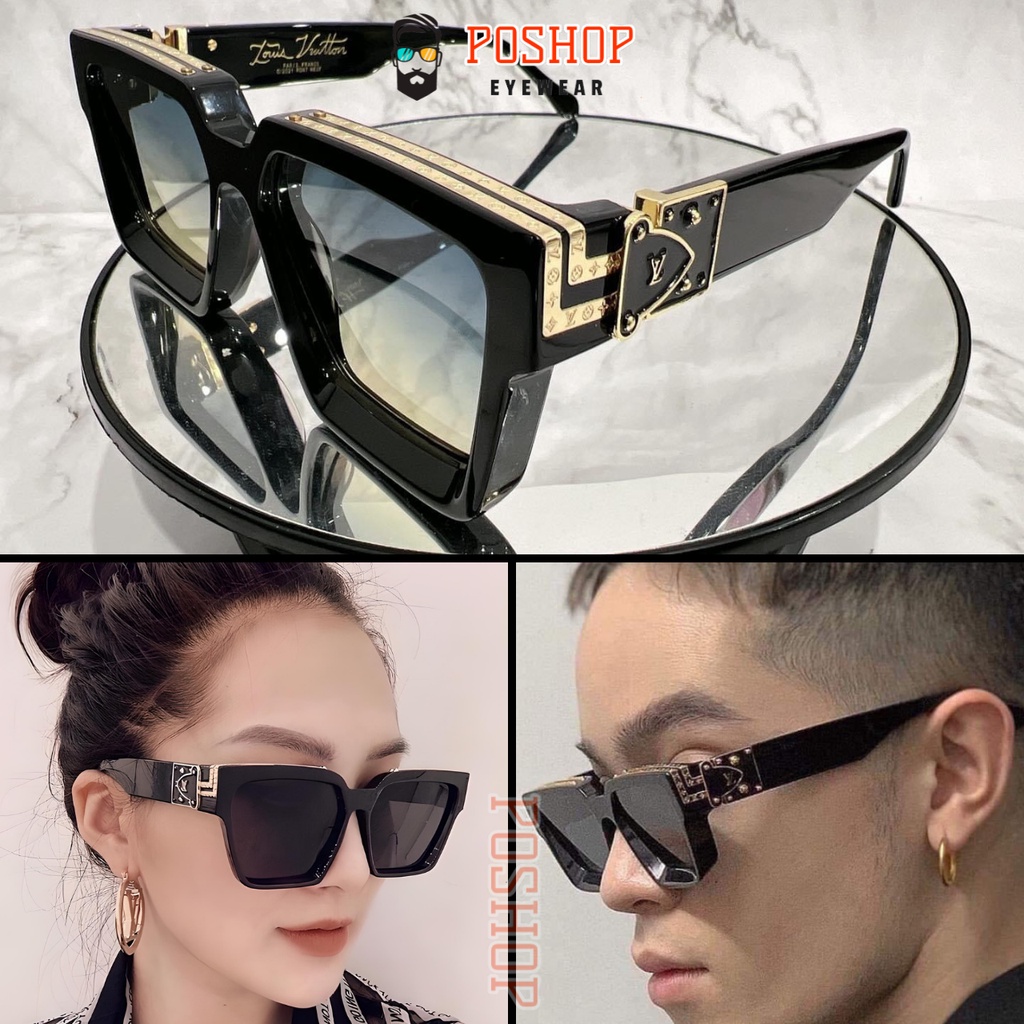 Kính râm nam nữ cao cấp POSHOP gọng to mắt vuông chống tia cực tím UV màu sắc tinh tế thời trang dễ đeo LV MILLIONAIRE