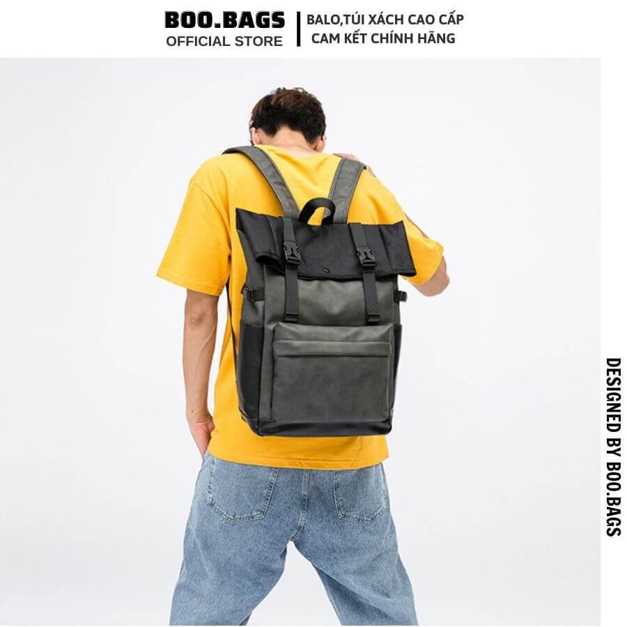 Balo Da Nam - Nữ Đi Học Đi Phượt Nắp Gập Hàn Quốc Chống Nước Laptop 15.6IN Boo-008 Boobags