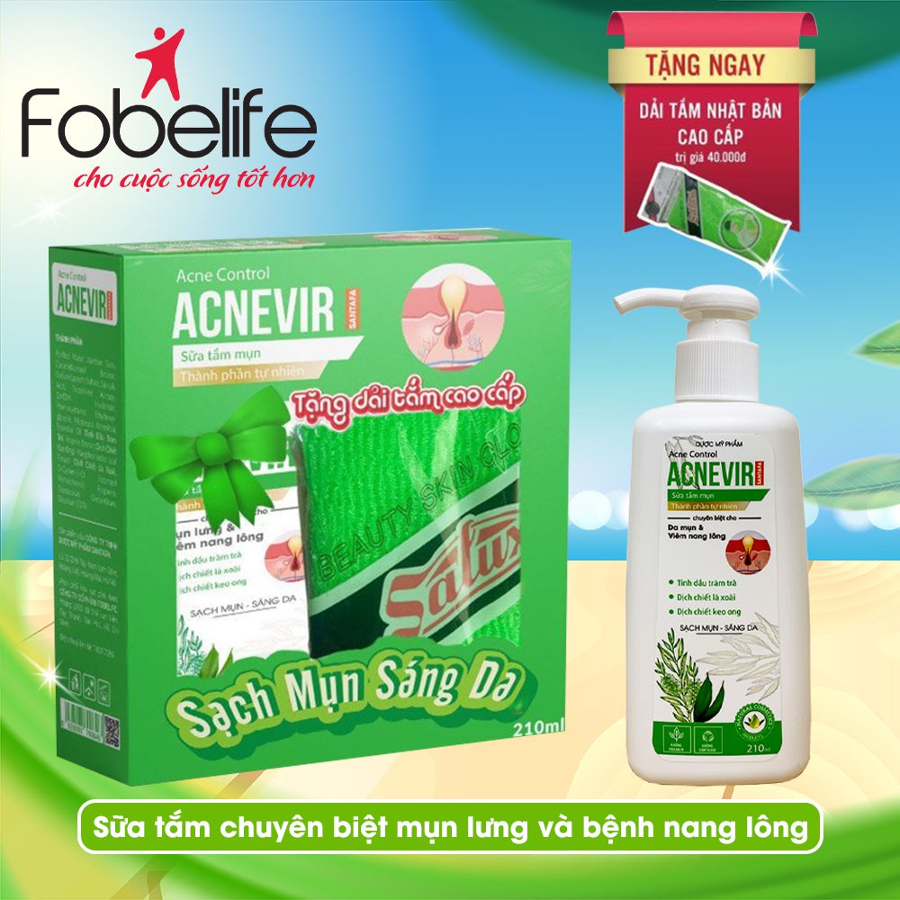 Sữa Tắm Giảm Mụn Lưng, Bệnh Nang Lông ACNEVIR chai 210ml
