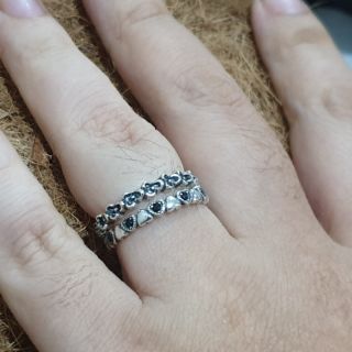 Nhẫn bạc 925 tim đá đen