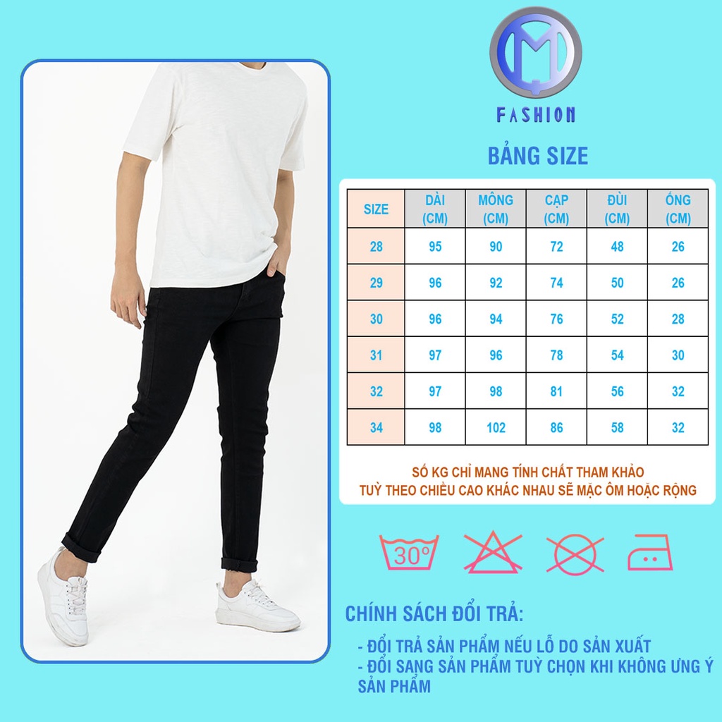Quần jean nam đen trơn ôm co giãn cao cấp ống côn M Fashion DN03