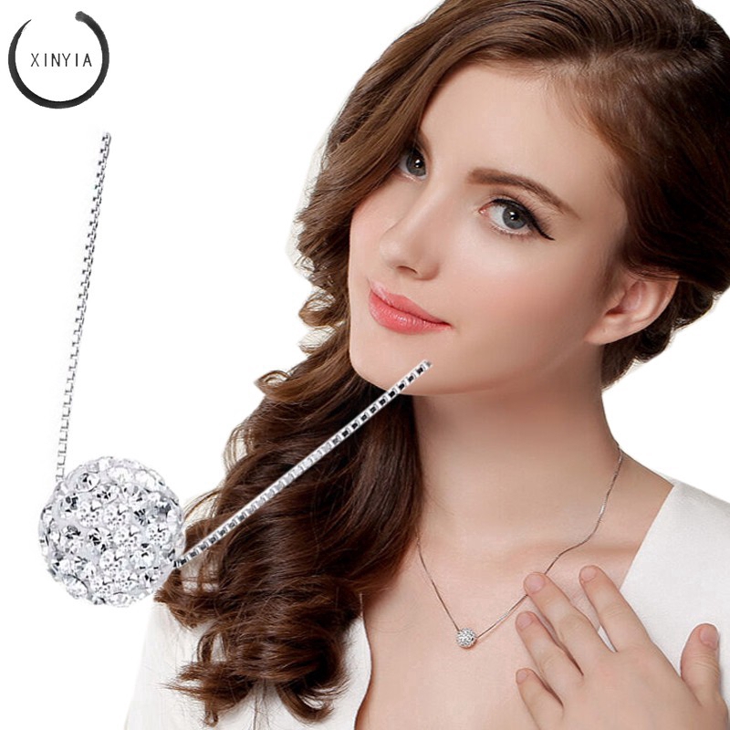 Dây Chuyền Titan Đính Đá Pha Lê Chống Gỉ Sét Xinh Xắn Cho Nữ