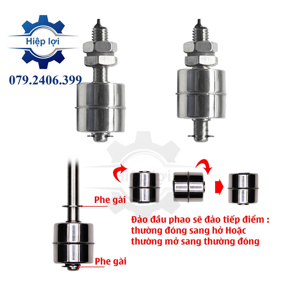 Phao điện inox – Phao đôi – Phao đơn - cảm biến mực nước inox - công tắc phao