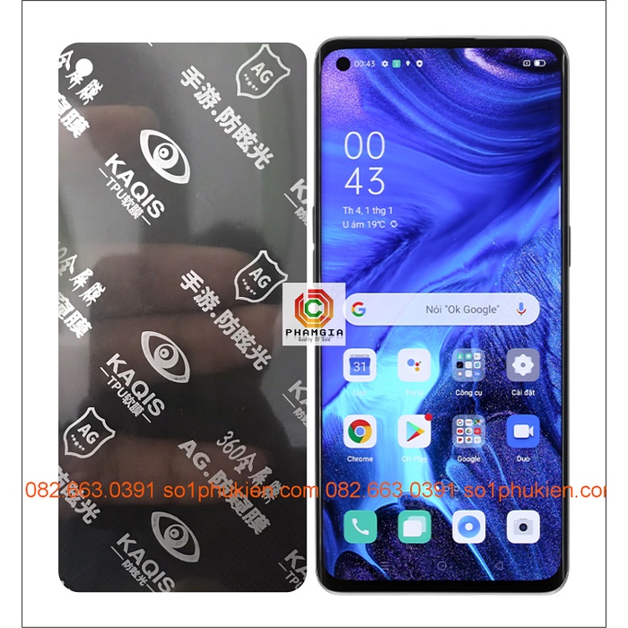 Dán PPF dẻo chống nhìn trộm Oppo Reno 4 Pro siêu bền, tự phục hồi vết thương