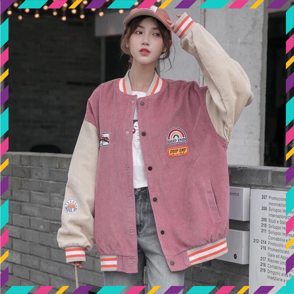 Áo Khoác Bomber Nam Nữ,Áo Khoác Nữ Bomber Nỉ Nhung Tăm Form Rộng Cực Hót MS07 ( sale )