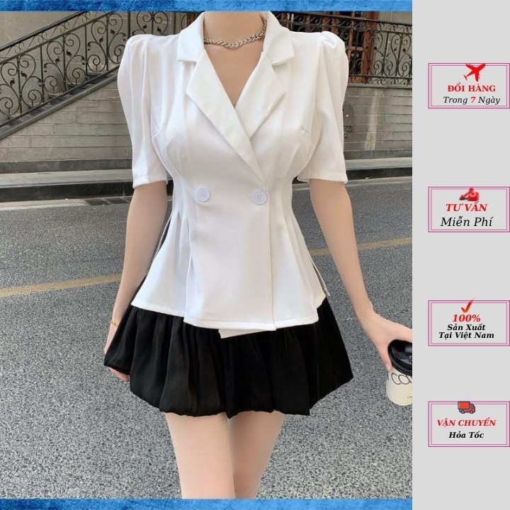 set áo vest nữ chân váy xòe màu trắng đen chuẩn hàng loại 1 cao cấp kiểu dáng hàn quốc phong cách YoLo-Fashion