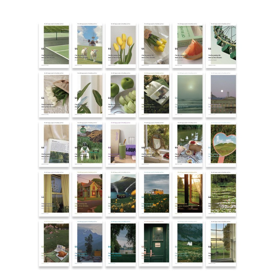 CÓ SẴN - Set 30 tấm Postcard bưu thiếp phong cảnh hoa lá - Phụ Kiện Trang Trí 247