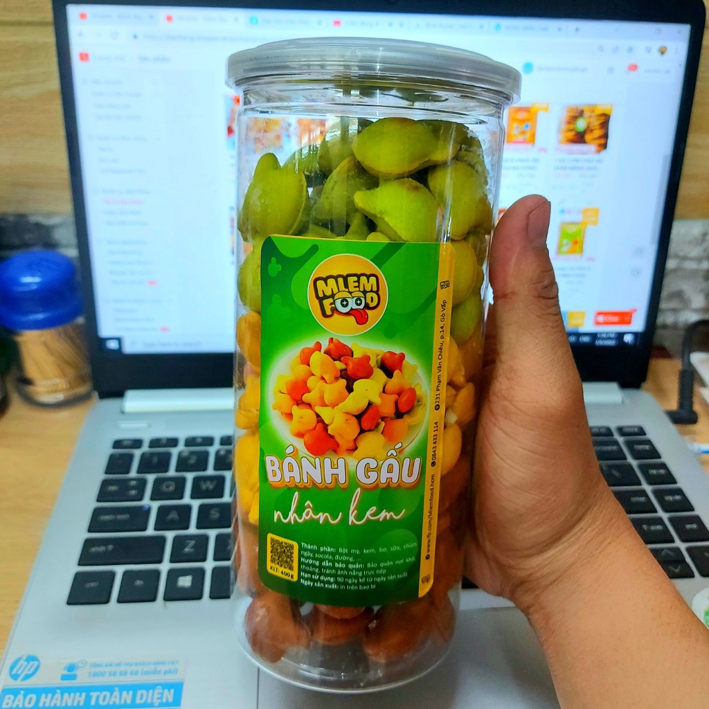 Bánh gấu mix 3 vị nhân kem hộp 420g nhà MLEM FOOD.