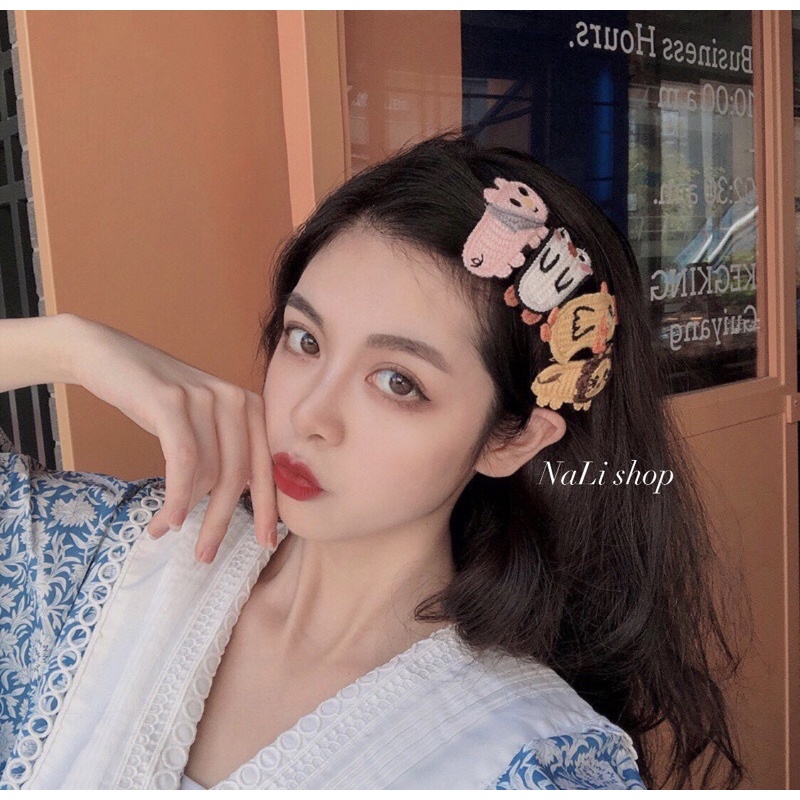 KẸP TÓC MÁI ĐAN LEN HÌNH TAI THÚ CUTE DỄ THƯƠNG