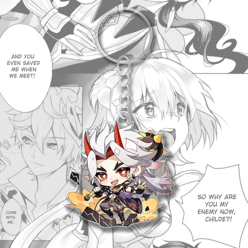Móc khóa genshin impact chibi cute nhân vật Xiao Ayaka Venti Albedo Zhongli Diluc phụ kiện shop HM Decor