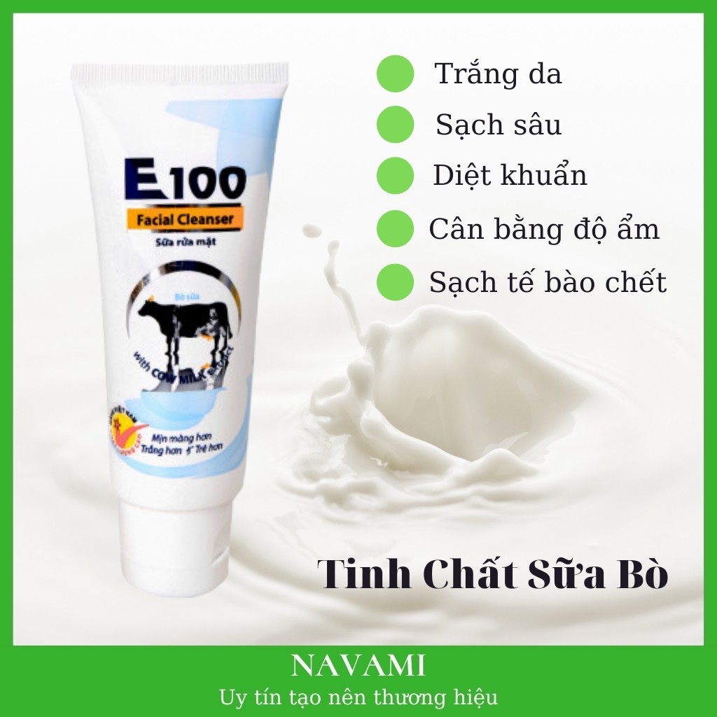 Sữa rửa mặt E100 sữa bò trắng da 50ml - 80ml