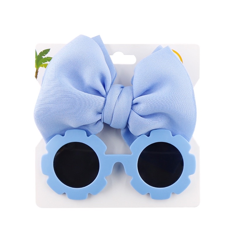Set mắt kính và nơ tóc/ tuban cho bé gái 1-5 tuổi