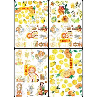Sticker Washi A4 [ CÔ BÉ CHANH VÀNG] Dạng Lì Trang Trí Bullet Journal Siêu Đẹp  (118031-118034)