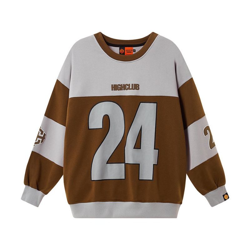 Áo Sweater 24 Tay Dài Nâu Nỉ Cotton - HIGHCLUB Brand Chính Hãng
