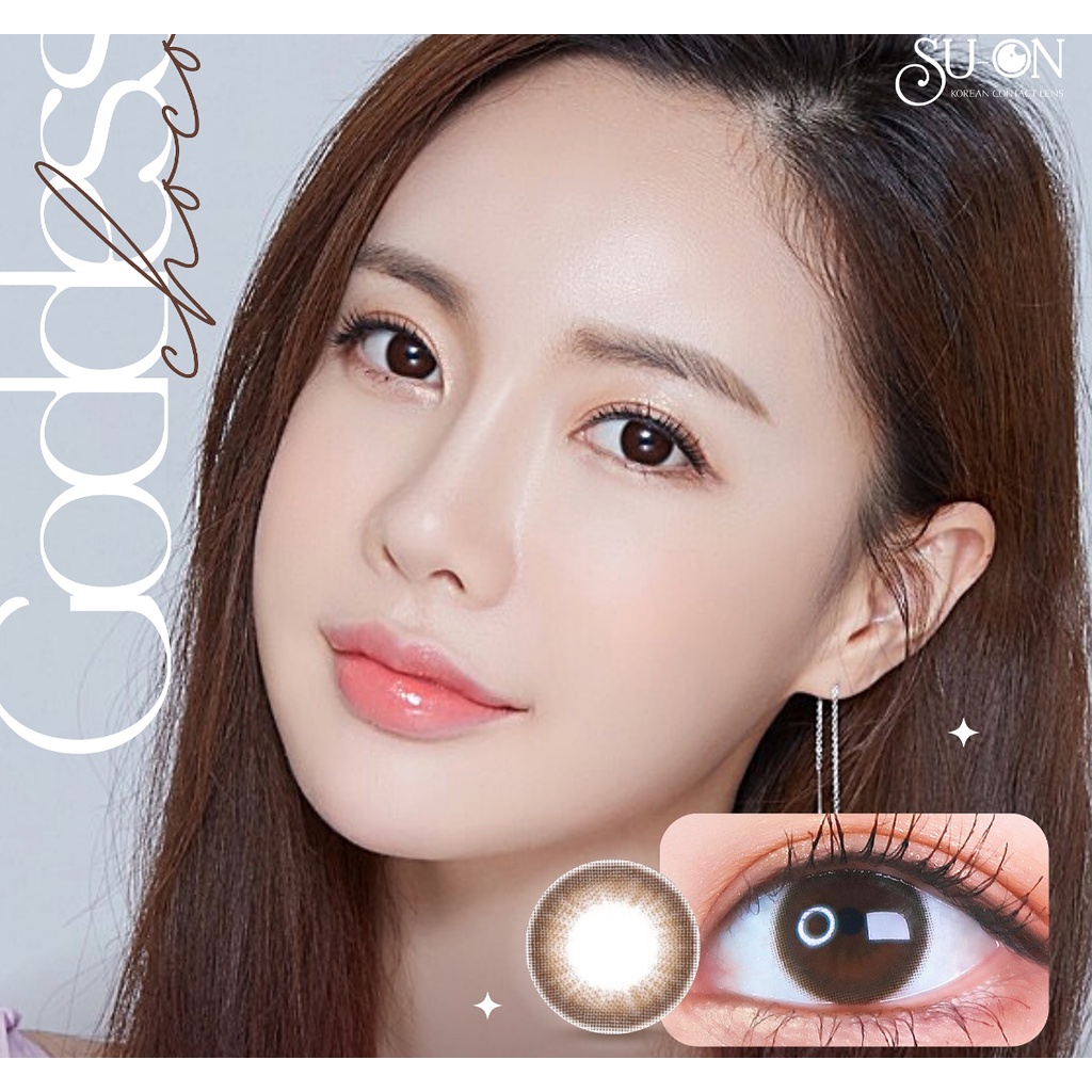 Lens cận nâu tự nhiên GODDESS CHOCO, kính áp tròng Hàn Quốc chính hãng Lensme 14.3mm, chocobabi siêu êm 6 tháng