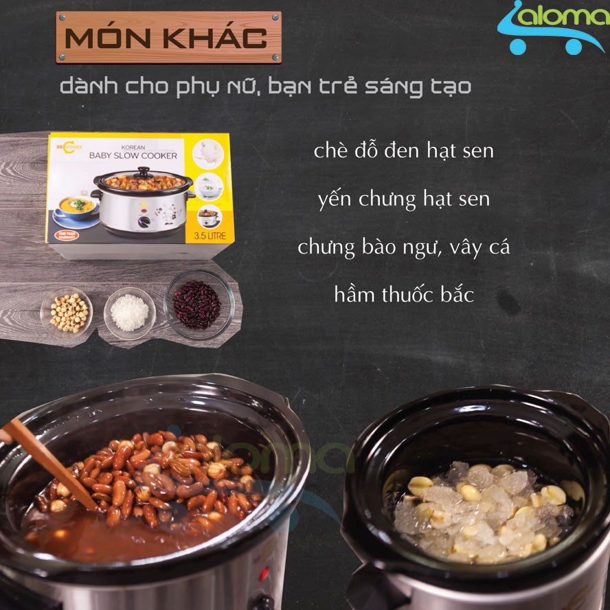 Nồi nấu chậm hầm kho nấu cháo dinh dưỡng 3.5 lít BBcooker BS35 - Tặng bộ thìa đũa