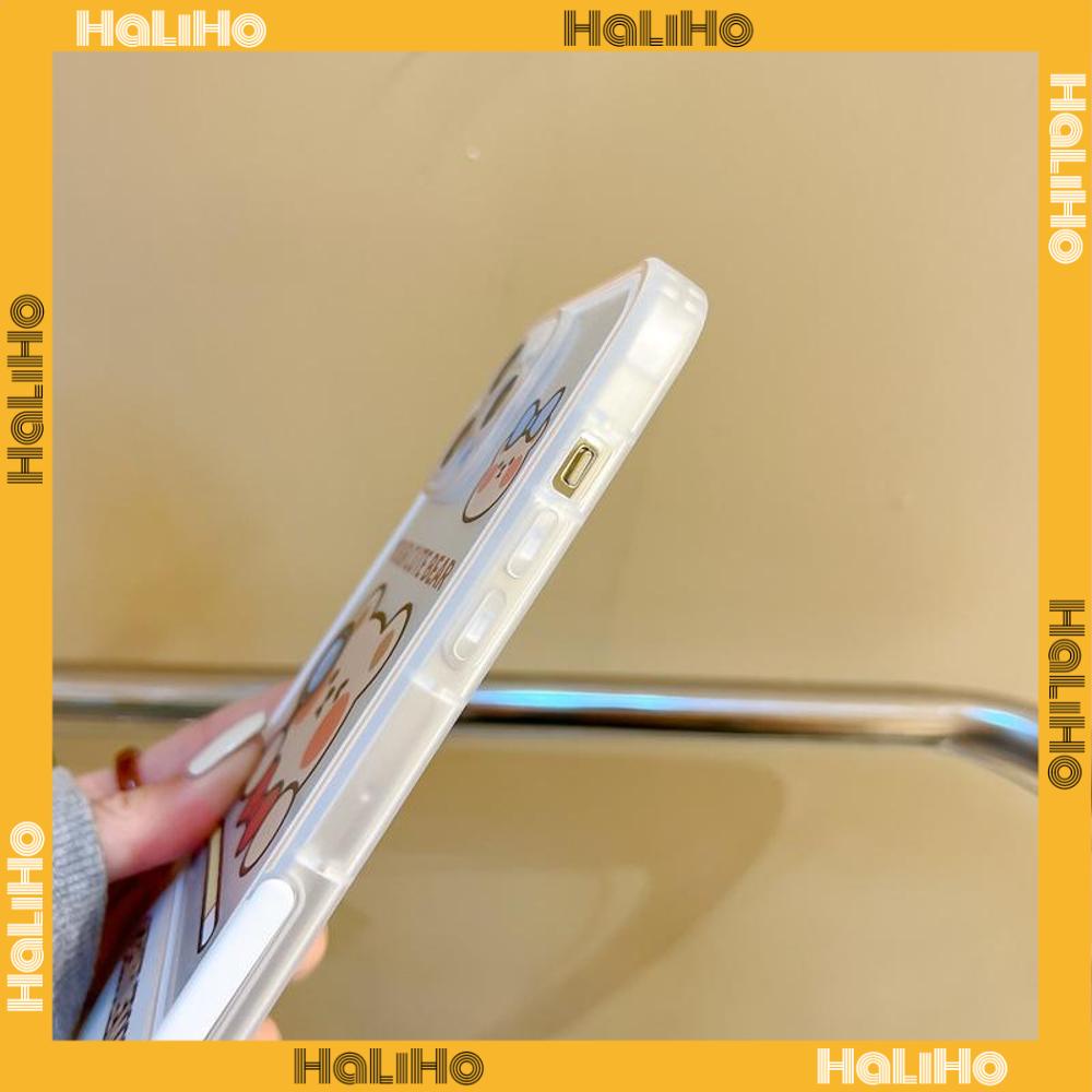 iPhone Case Acrylic Invisible Folding Stand Silicone Soft Case Airbag Shockproof Camera Cover Bear Cute Cartoon Compatible For iPhone 11 Pro Max 13 Pro Max 12 Pro Max 7Plus XS Max