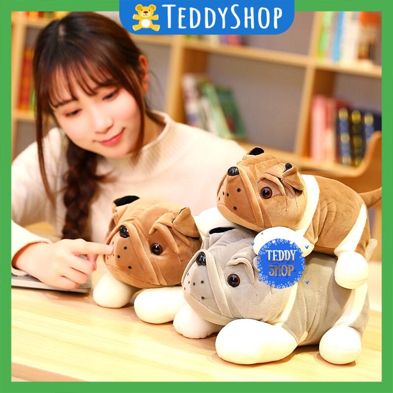 Gấu bông chó Pug Bull mặt xệ nằm chó Nô tài thú nhồi bông siêu đáng yêu mềm mịn hàng cao cấp - 50 cm