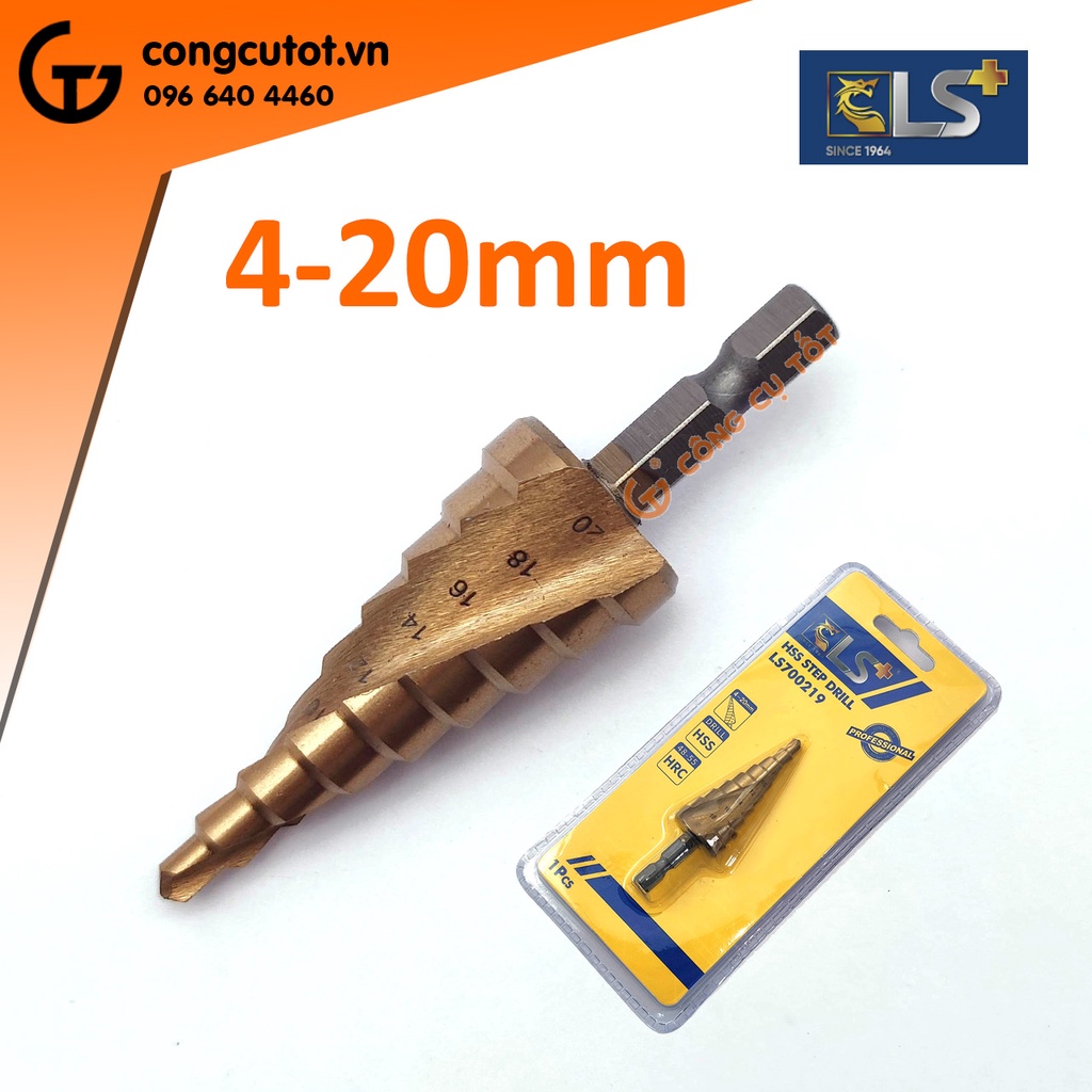 Mũi khoan tháp bước xoắn chuôi lục LS+