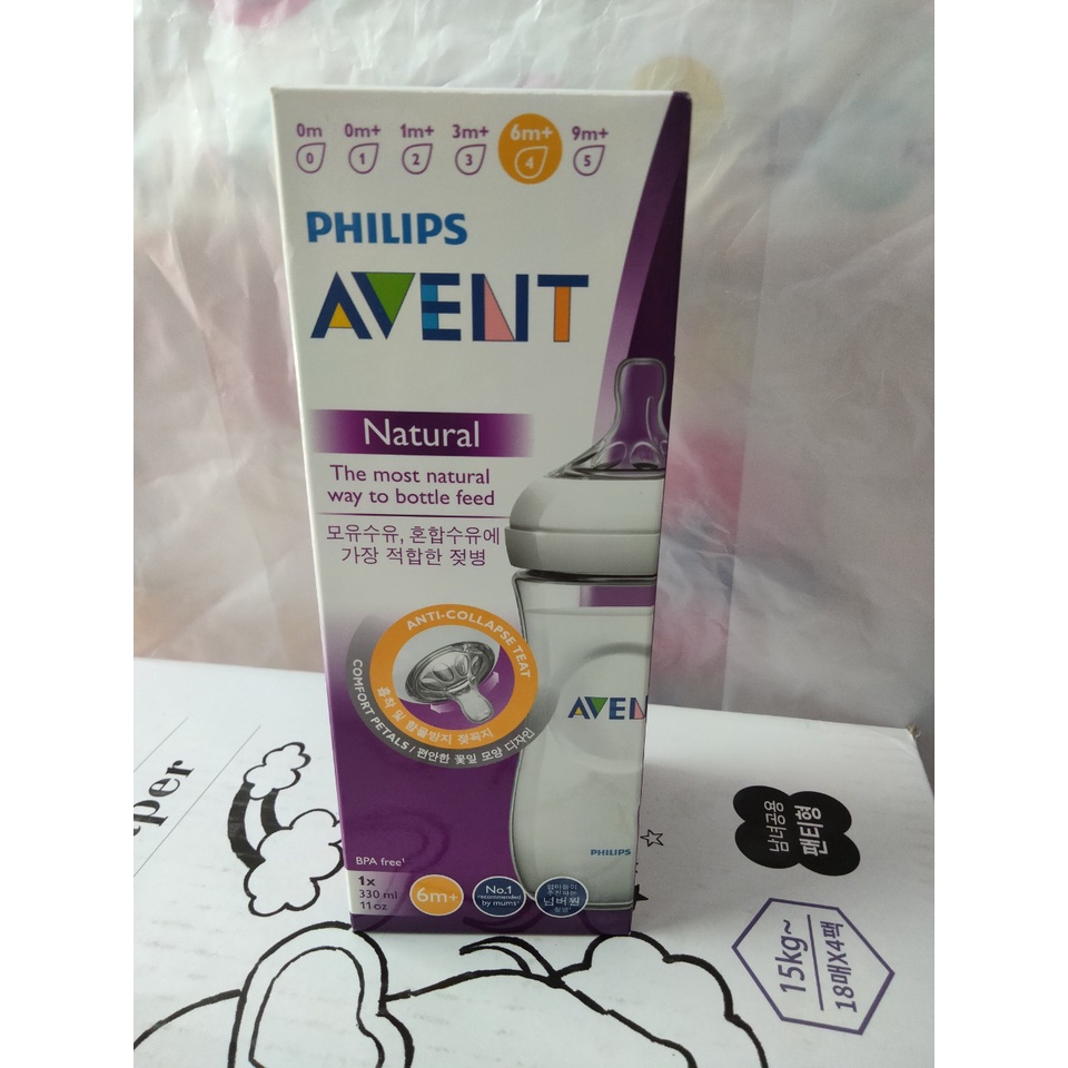 Bình Sữa Avent Natural [FREESHIP] Bình Sữa Tự Nhiên - Núm Ti Nhẵn Mịn Size 125 260 330ml