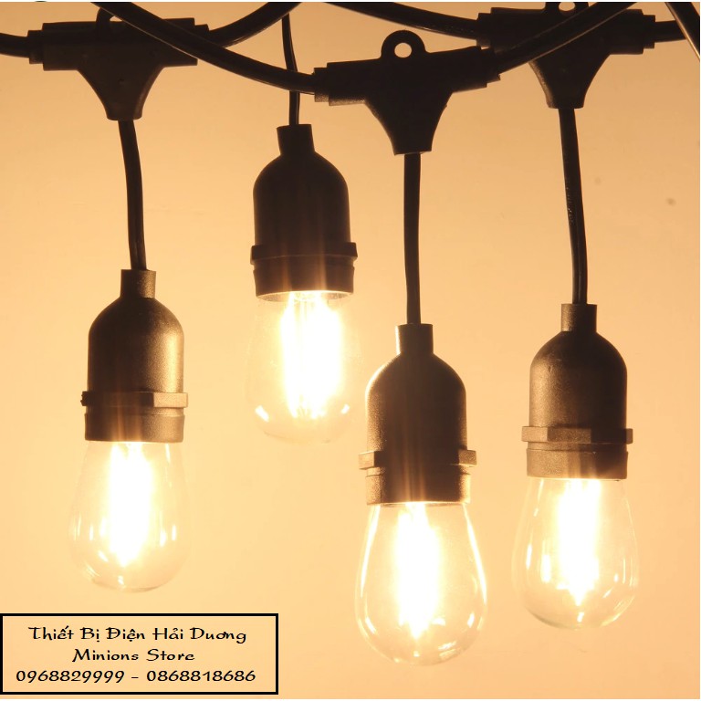 Bộ dây đui đèn thả trang trí chống nước ngoài trời IP65 TN121 có phích cắm và đầu nối nhiều bộ - Bảo hành 12 tháng